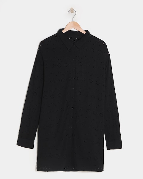 Beach to Beach Black Broderie Beach Shirt