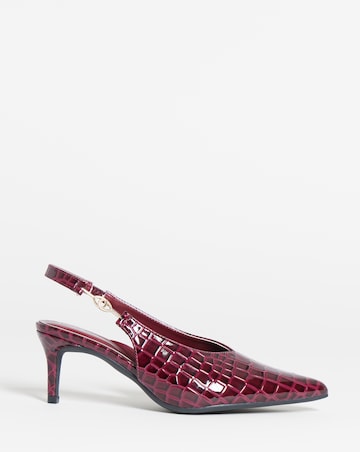 Alessia Buckle Slingback Pointed Kitten Heel Shoes - Extra Wide Fit (EEE)
