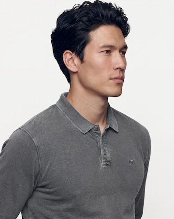 Union Garment Dyed Long Sleeve Polo-Grey