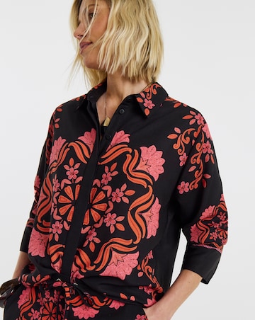 Black Paisley Placement Print Shirt