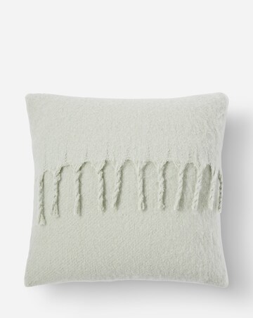 Faux Mohair Fringed Cushion - Seafoam