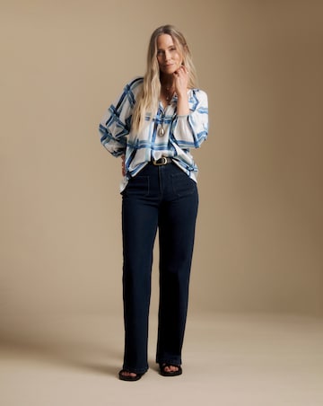 Julipa Check Print Linen Blouse