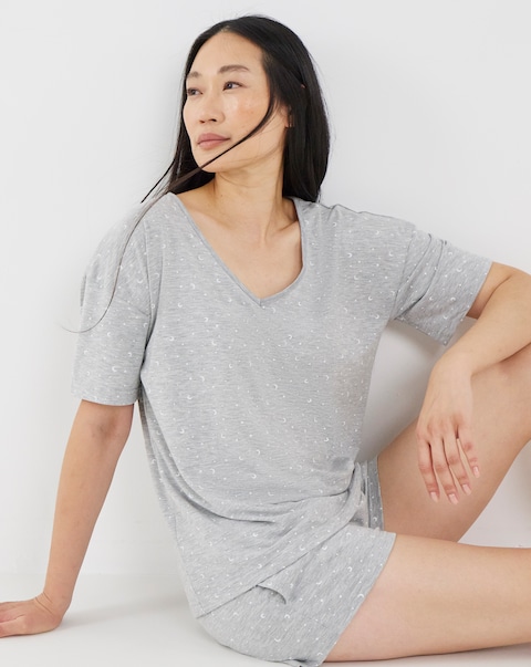 Pretty Lounge Moon & Star Print Pyjama Shortie Set