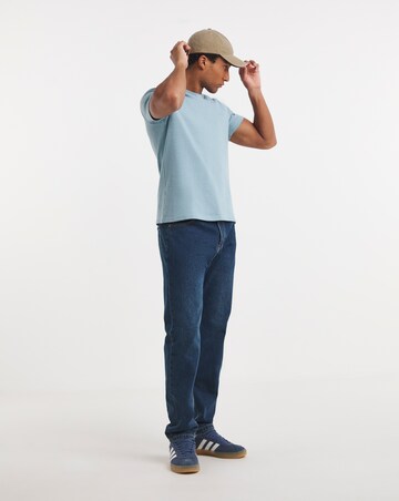 Textured Crew Neck T-Shirt-Blue
