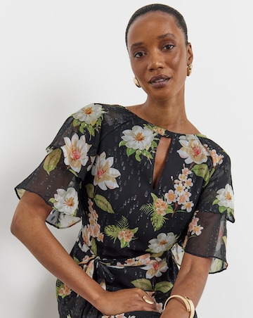 Joanna Hope Dobby Spot Tie Waist Maxi Dress