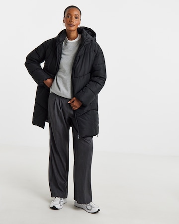 Black Mid Length Padded Coat