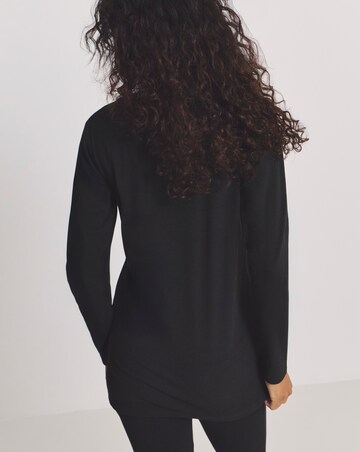 Pretty Secrets Thermal Brushed Fleece Long Sleeve Top Black