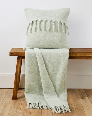 Faux Mohair Fringed Throw - Seafoam