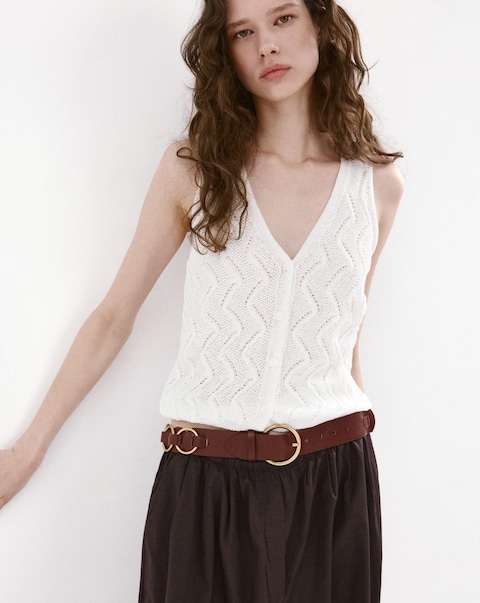 Mango Sitona Crossed V-Neck Cotton Blend Vest