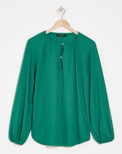 Button Trim Long Sleeve Top