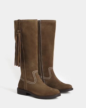 Abby Suede Tassle Knee High Boots - Extra Wide Fit (EEE) & Super Curvy Calf