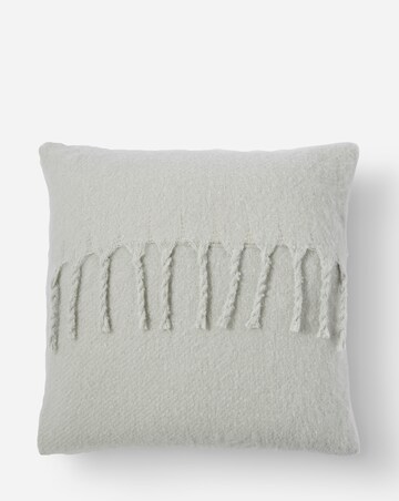 Faux Mohair Fringed Cushion - Light Grey