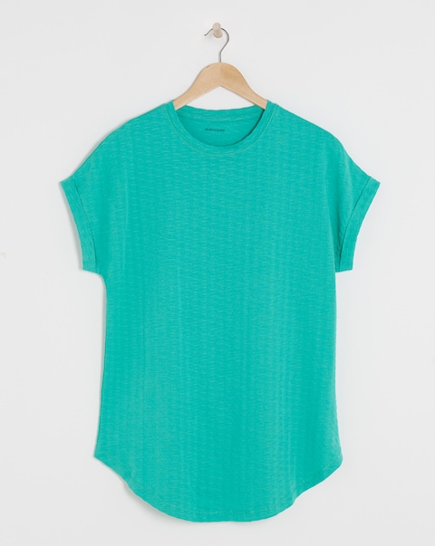 Dobby Textured Curved Hem