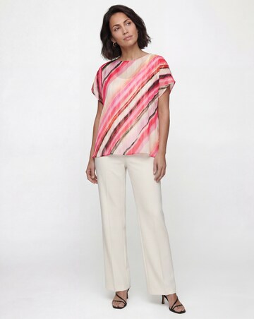 Joanna Hope Pink Stripe Asymmetric Blouse