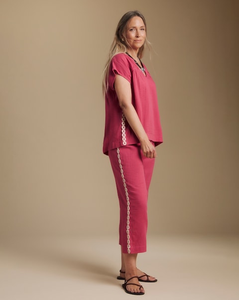 Julipa Petite Cheesecloth Crop Trouser