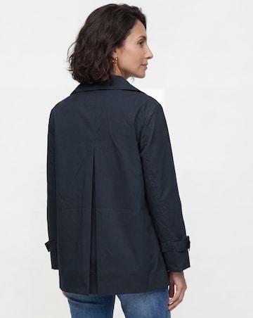 Navy Funnel Neck Trench Coat
