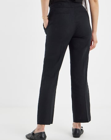 Black Linen Mix Straight Leg Trousers