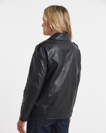 Black Oversized Crinkle Textured PU Biker
