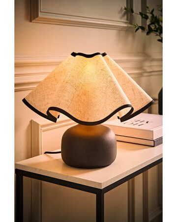 ValueLights Emilia Black Table Lamp with Black Trim Shade