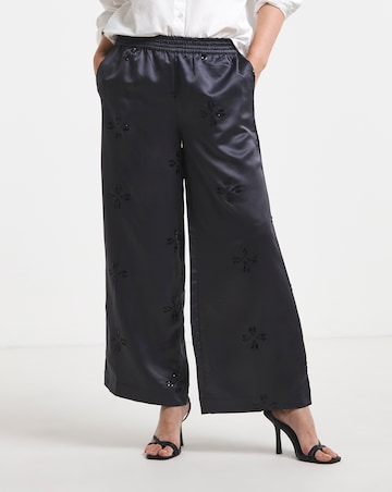 Grey Sequin Spot Satin Trousers