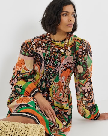 Simply Be Border Print Shirred Skater Dress