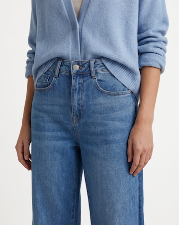 Mid Blue Authentic Side Stripe Wide Leg Jeans