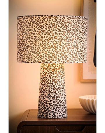 ValueLights Bertie Leopard Print Fabric Table Lamp