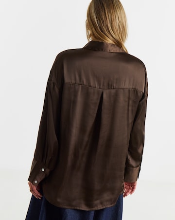 Chocolate Satin Long Sleeve Shirt