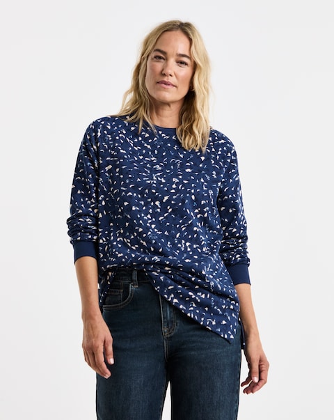 Abstract Print Classic Longline Sweatshirt