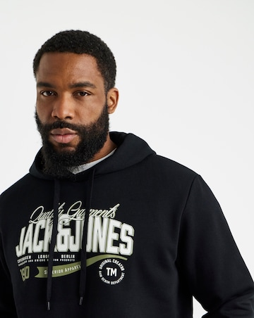 Jack & Jones Graphic Logo Hoodie - Black