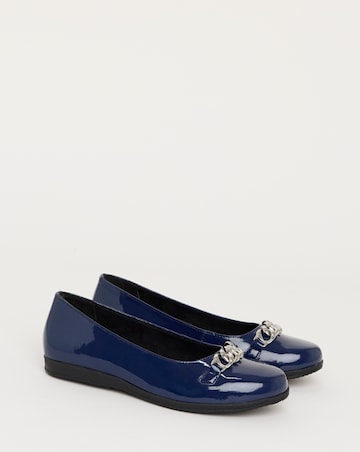 Heavenly Soles Marilyn Chain Trim Ballerina - Wide Fit (E)