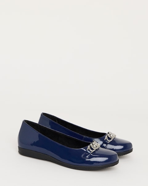 Heavenly Soles Marilyn Chain Trim Ballerina - Extra Wide Fit (EEE)