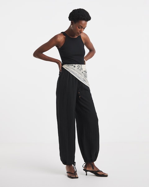 Cotton Cheesecloth Balloon Trousers