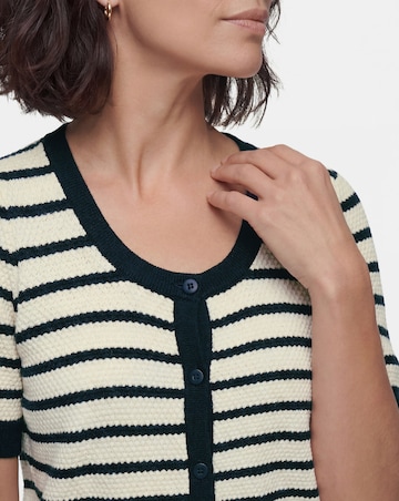 Textured Stripe Short Sleeve Cardigan