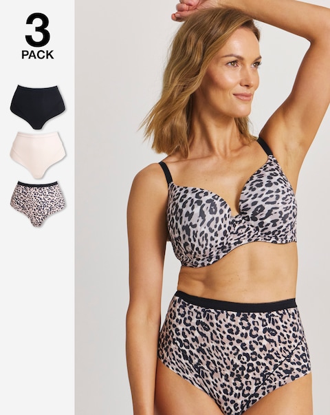 Pretty Secrets (3 Pack) Full Brief Knickers Leopard Mix