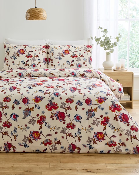 Folk Floral Cotton Blend Duvet Cover Set
