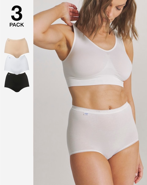 Sloggi (3 Pack) Basic Maxi Cotton Knickers White/Black/Skin