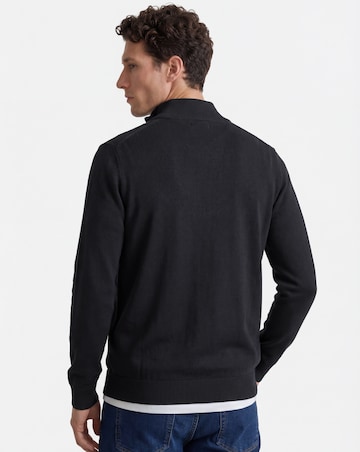 Black Zip Through Funnel Neck Knit Cardigan