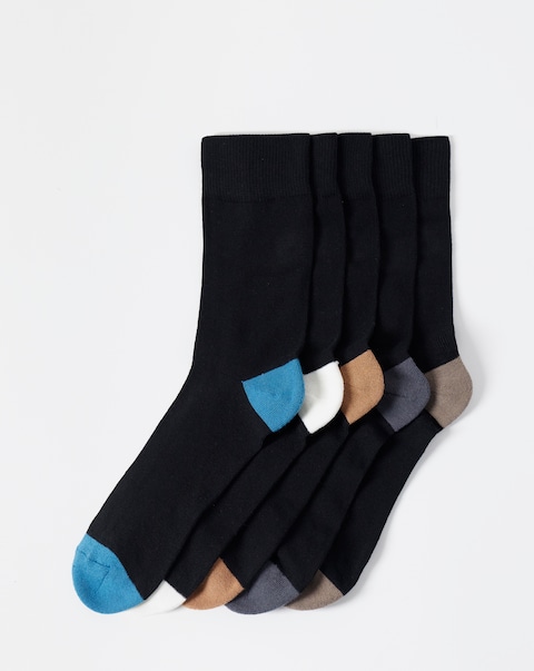 5 Pack Contrast Cushion Sole Socks