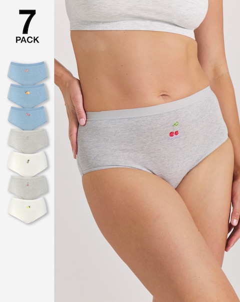 Pretty Secrets (7 Pack) Cotton Full Fit Knickers Fruits