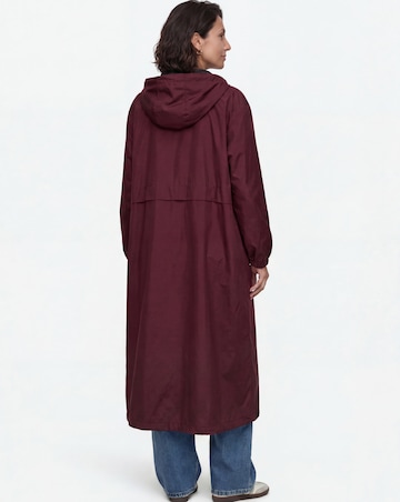Burgundy Longline Lightweight Hooded Raincoat