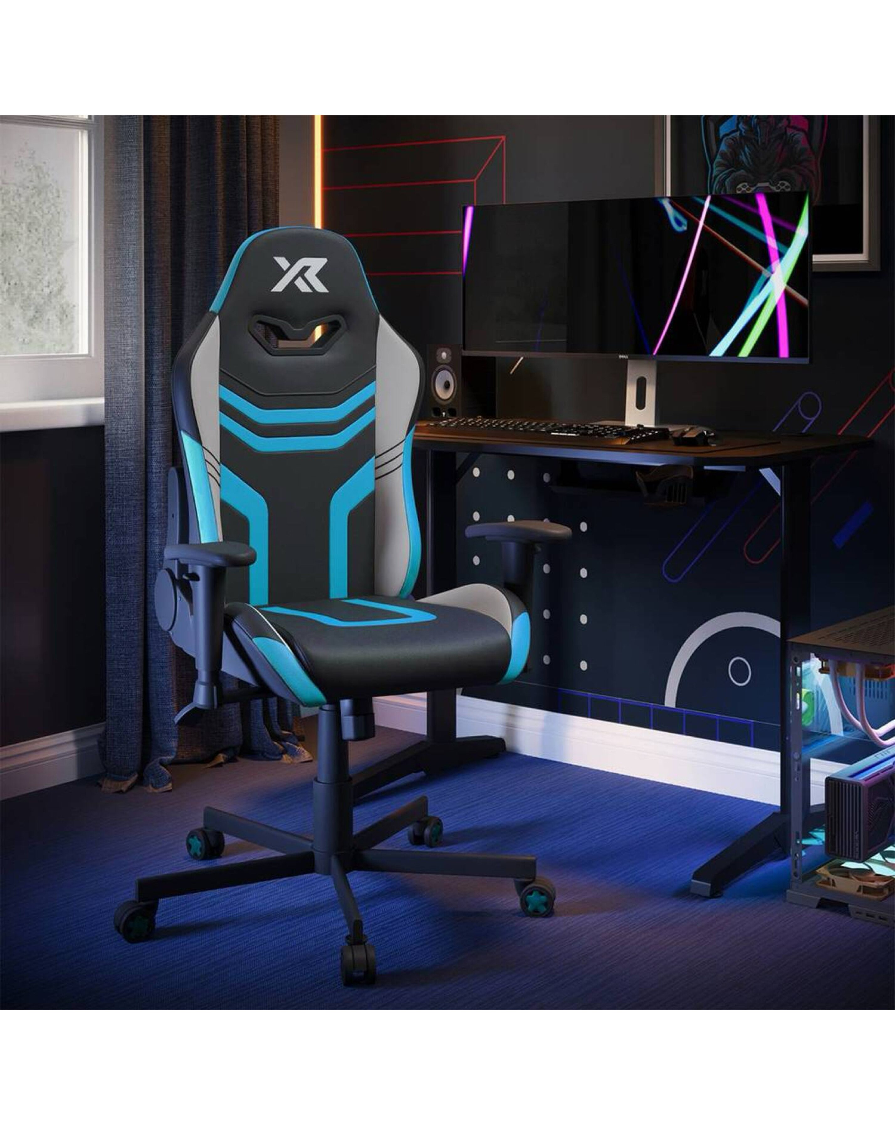 X Rocker Ocelot Gaming Desk & Saturn Junior Gaming Chair Bundle
