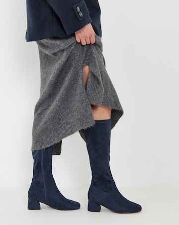 Natalya Block Heel Stretch Knee High Boots - Standard Fit (D) & Standard Calf
