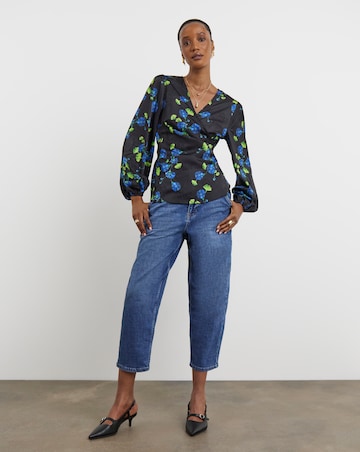 Joanna Hope Floral Satin Wrap Blouse