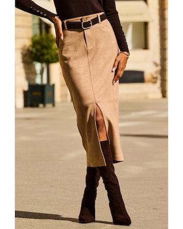 Sosandar Luxe Faux Suede Pencil Skirt