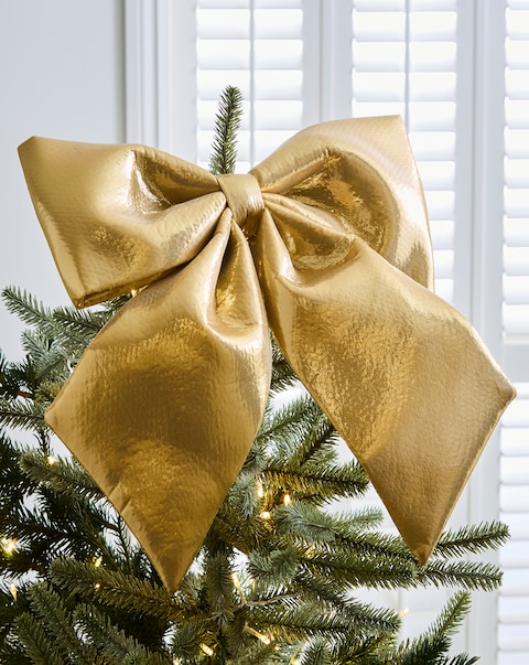 Gold Metallic Bow Tree Topper