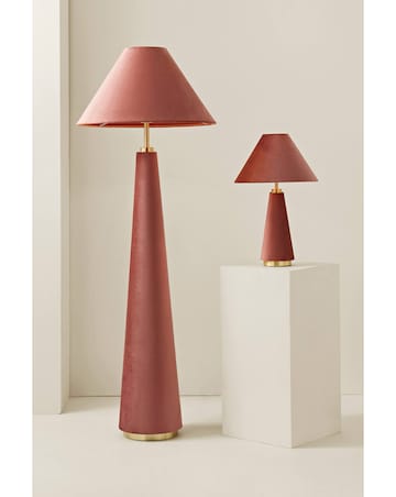 ValueLights Martha Pink Velvet Fabric Table Lamp