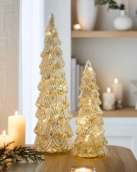 New In - Glass Gold Light Up Christmas Trees