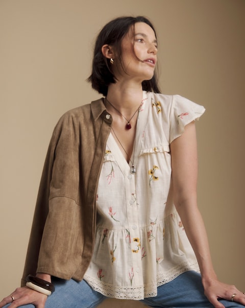 Julipa Lace Trim Peplum Blouse