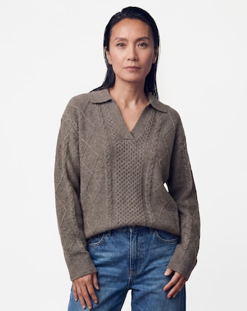 Grey Marl Longline Cable Jumper